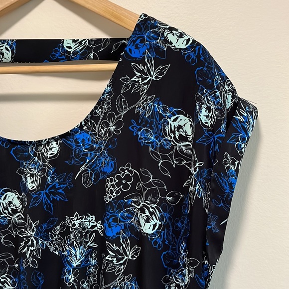 Candie’s Blue Floral Mini Dress | Lightweight Unlined Pull On Dress - Picture 2 of 14